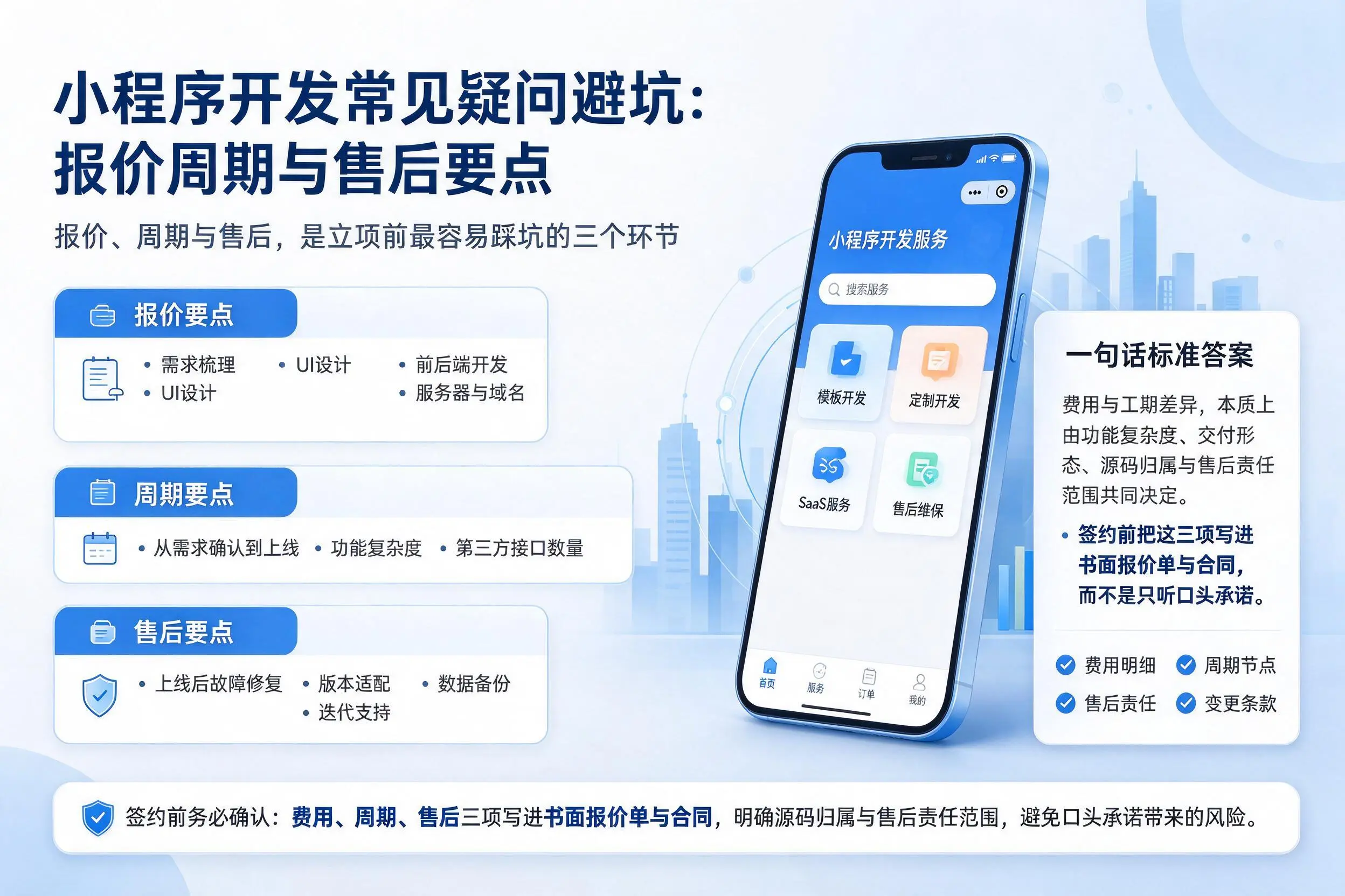 白杨小程序开发常见疑问避坑：报价周期与售后要点