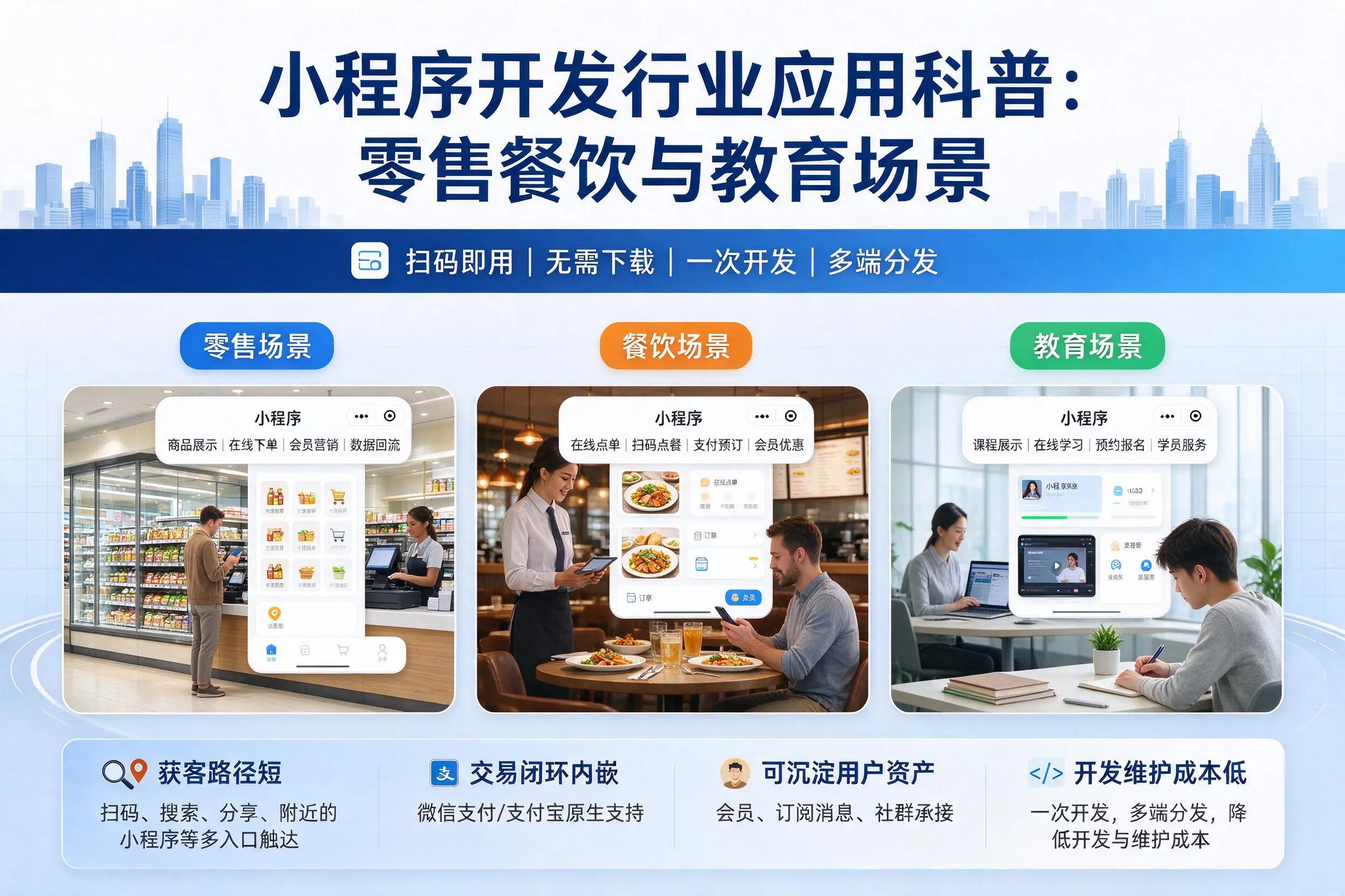 白杨小程序开发行业应用科普：零售餐饮与教育场景