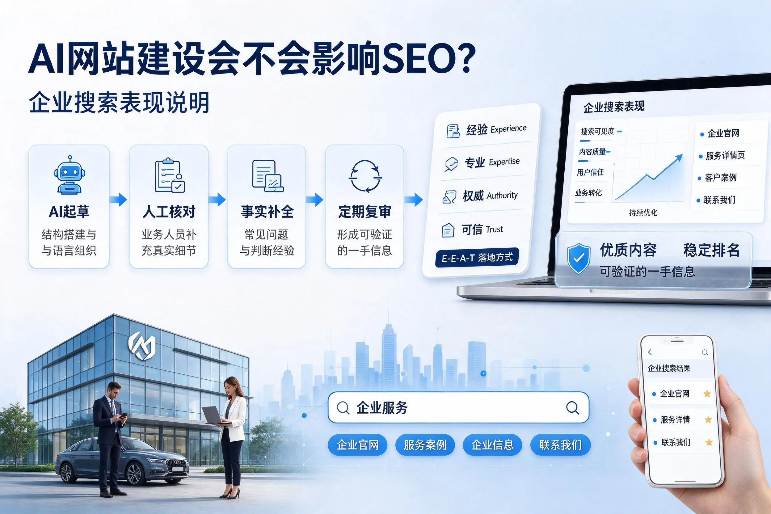 AI网站建设会不会影响SEO？白杨企业搜索表现说明