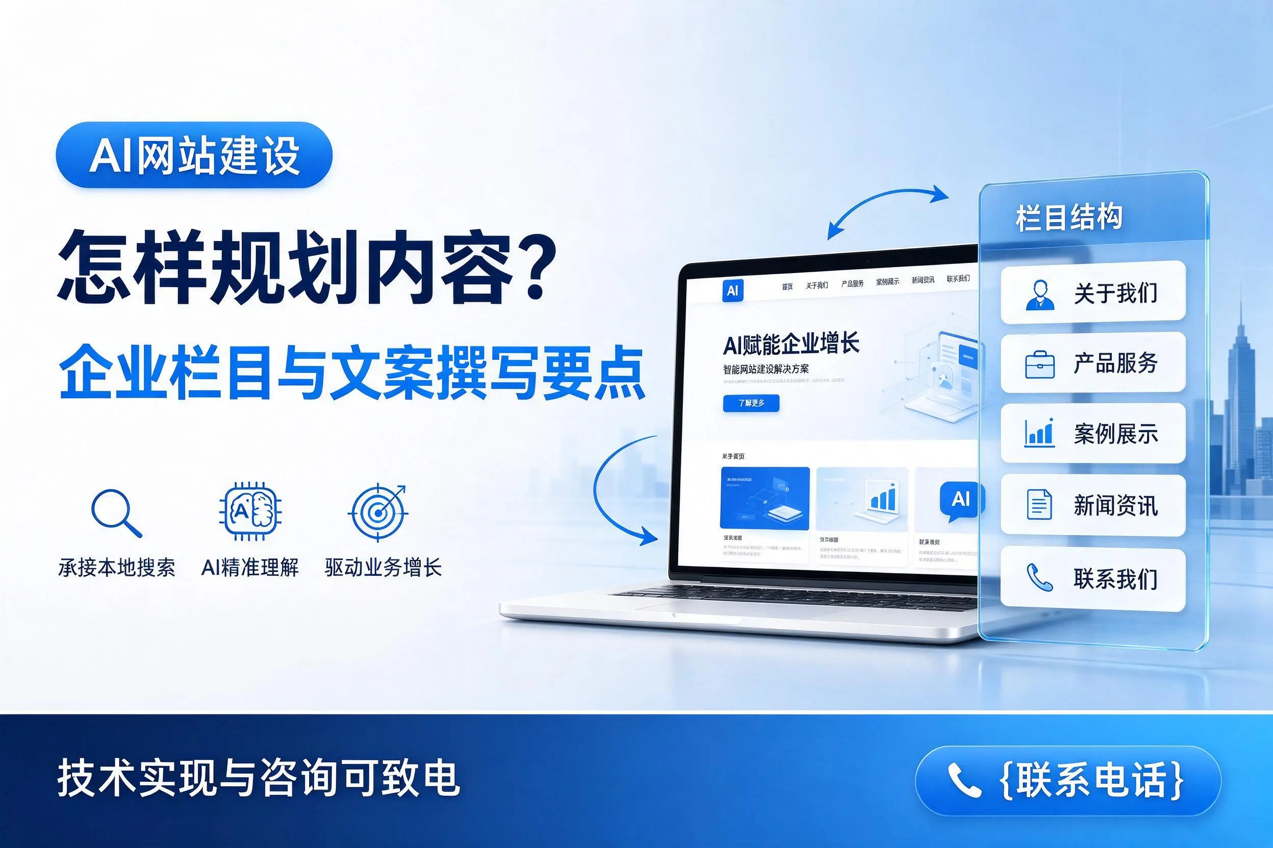 AI网站建设怎样规划内容?白杨企业栏目与文案撰写要点