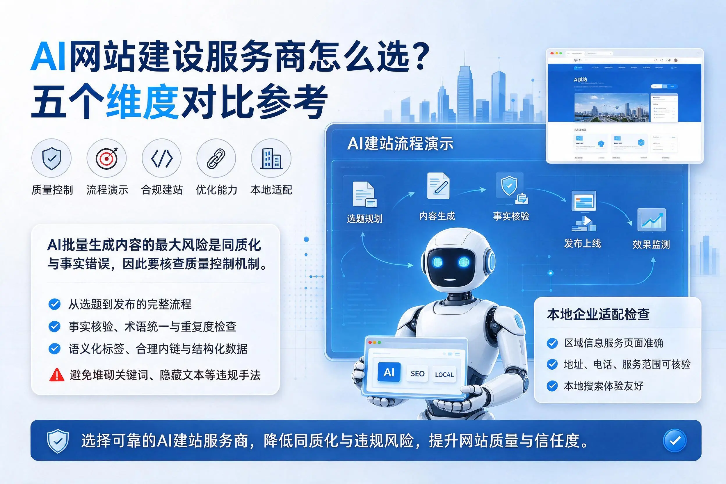 白杨AI网站建设服务商怎么选？五个维度对比参考